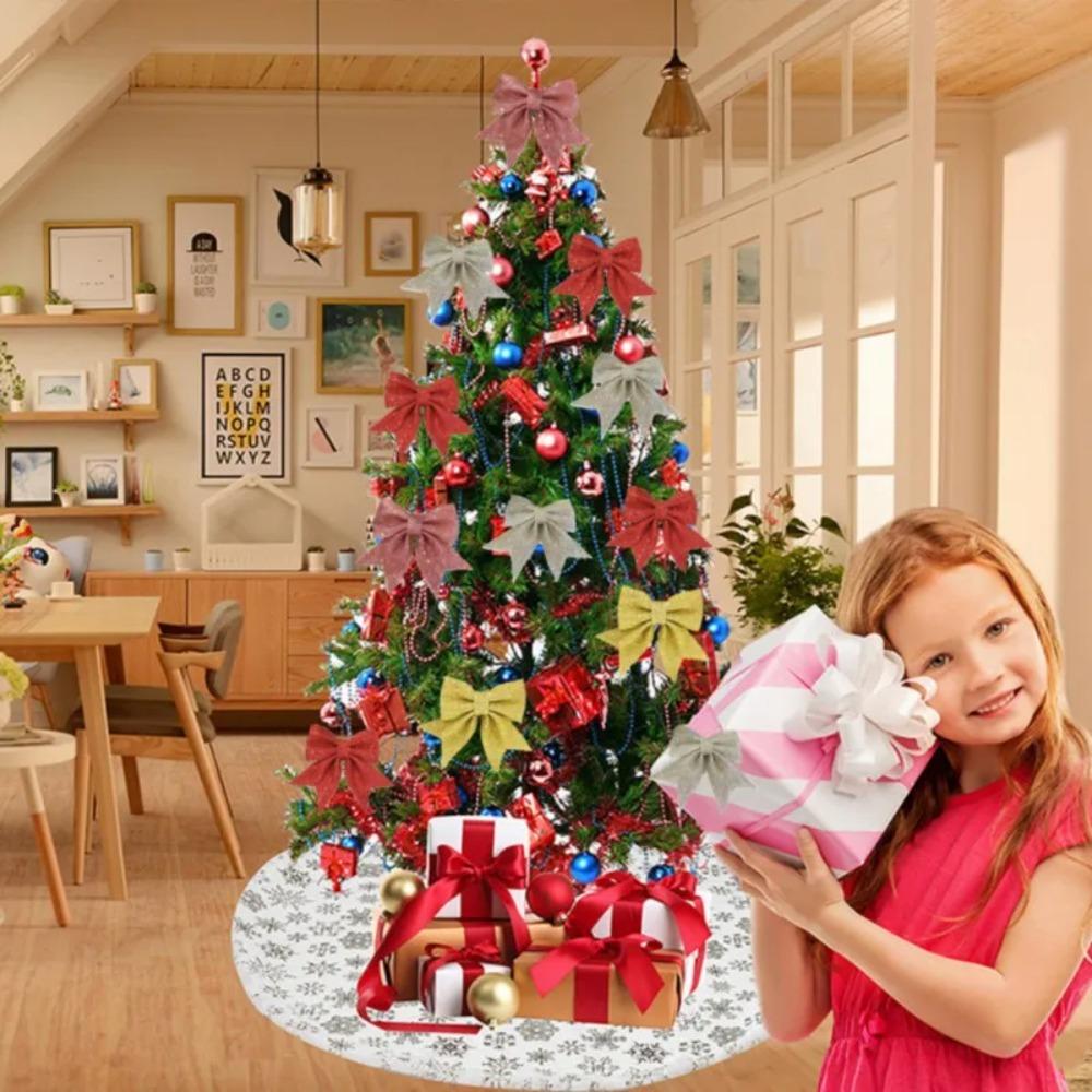 2pcs 20cm Sparkling Glitter Christmas Bow  Holiday Indoor Outdoor Decorations