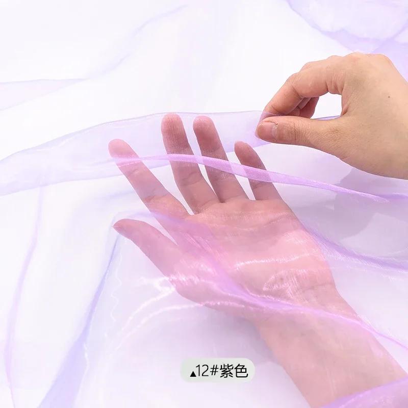 Encrypt Transparent Sparkling Phantom Organza Fabric For Wedding Decoration, Headbands, Stage Dresses, Handmade DIY Fabric