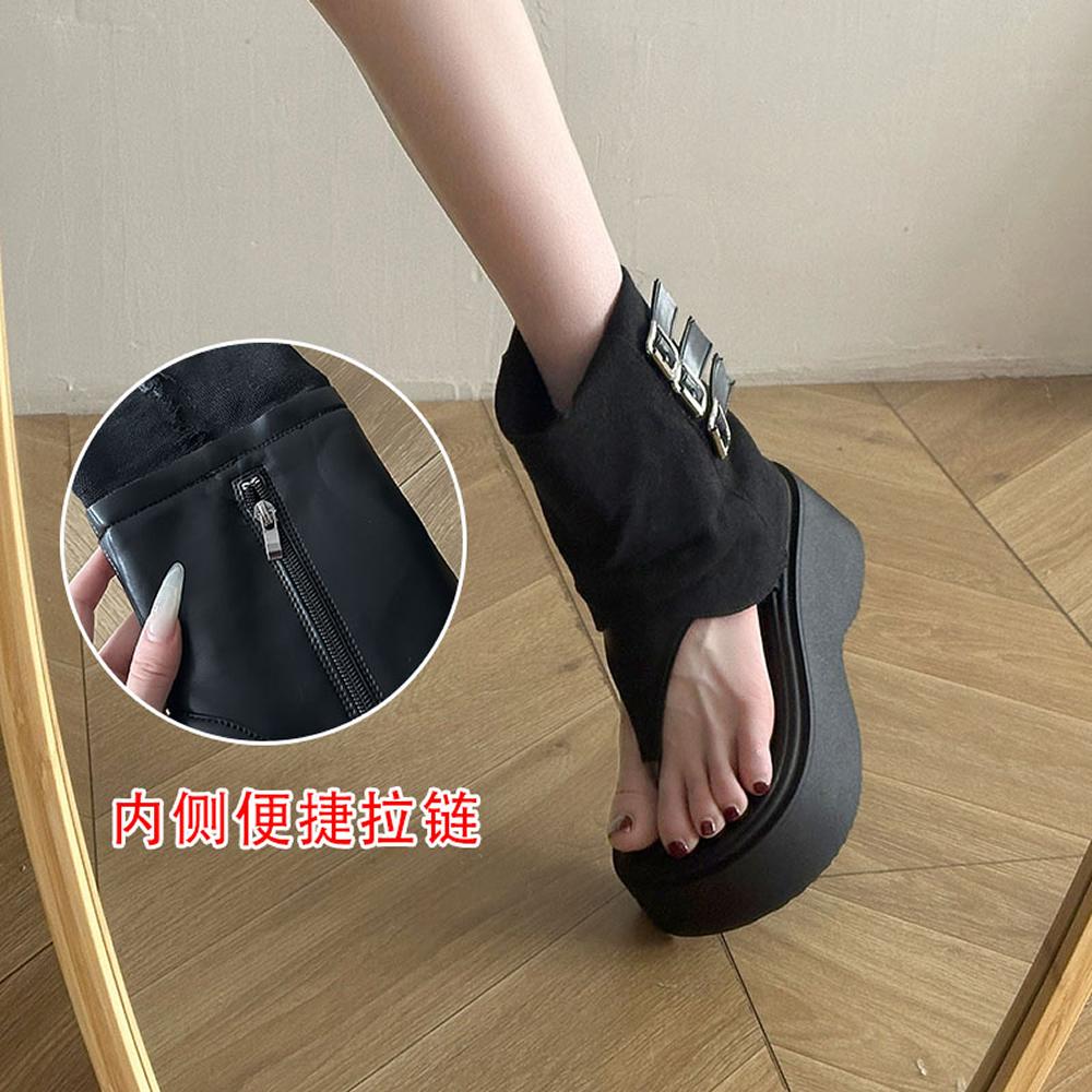 Platform Flats Women Ankle Boots Spring Autumn Clip Toe Shoes Ladies Elegant Belt Buckle Sandalias Booties