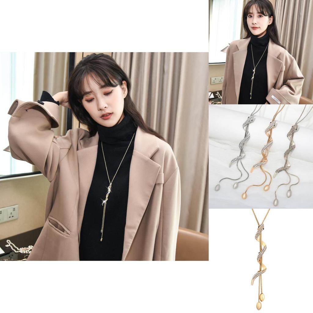 Colar Elegante com Pingente de Cobra para Mulheres Acessórios de Moda Outono e Inverno