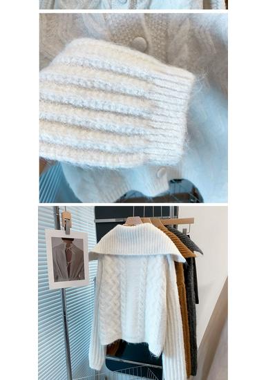Women's High-Neck Sweater Coat - 2026 Autumn/Winter Loose Lapel Outerwear, Thick Knit Cardigan, Trendy Lazy Style