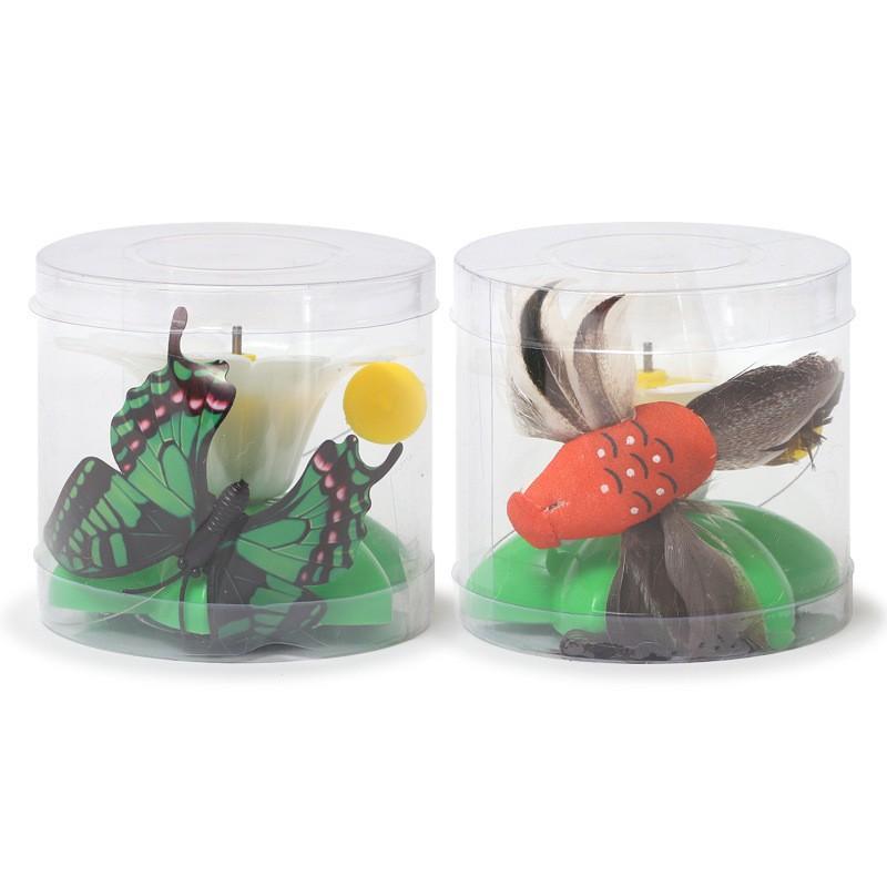 1PC Automatic Rotating Cat Teaser Electric Flying Butterfly Hummingbird Cat Teaser Stick Bird Around Flowers Cat Self-hi Toy