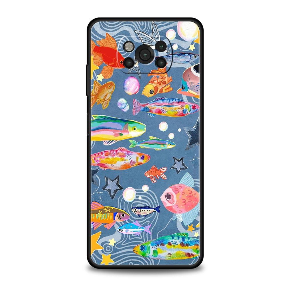 

Blue Ocean Fish Phone Case for Xiaomi Poco F7 F6 F5 F4 F3 X6 X5 X4 X3 NFC F7 Ultra M4 C51 C55 GT 5G Soft TPU Cover Fundas Capas Poco X4 GT