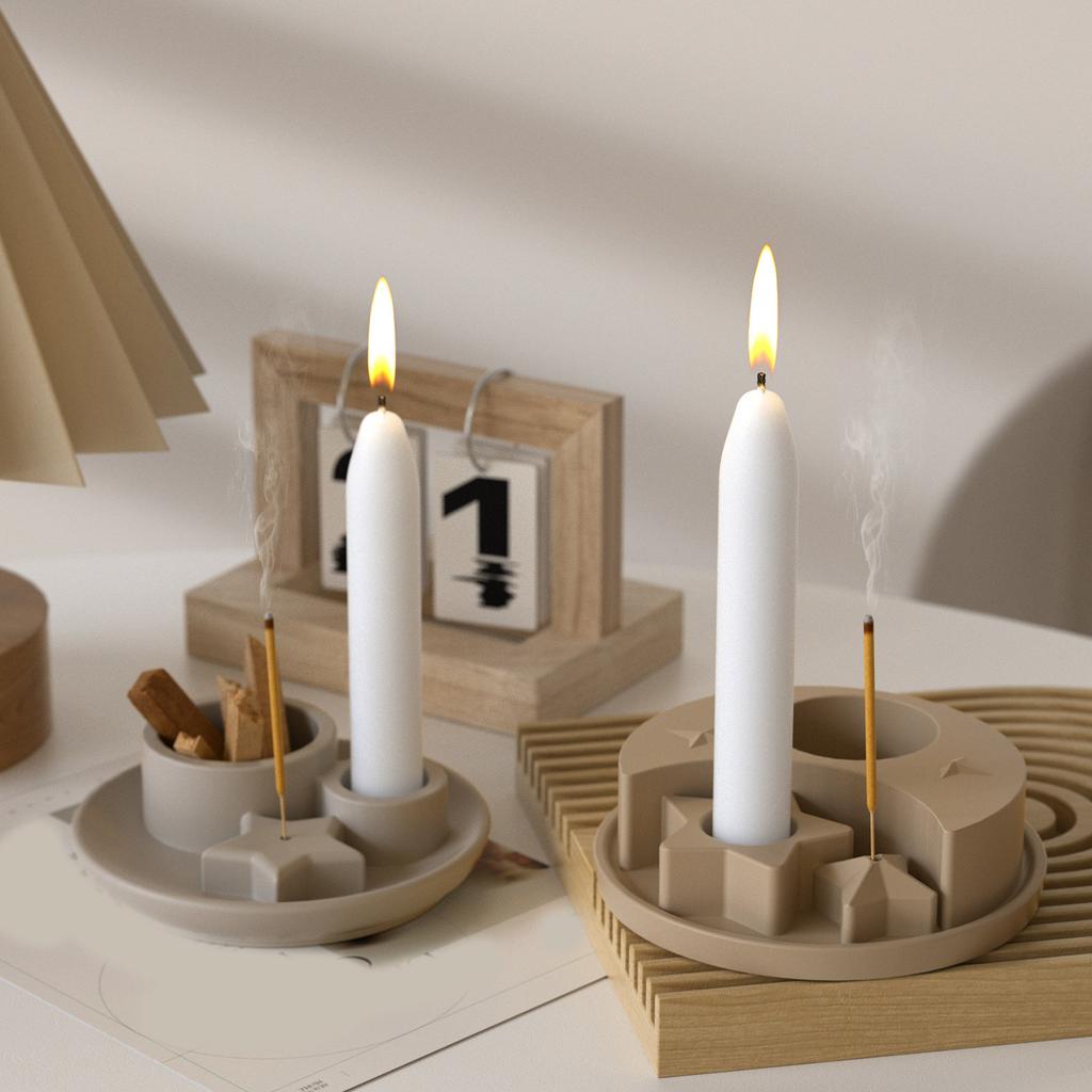 Flexible Silicone Mould for Creating Unique Star and Moon Candle Stand Designs for Handmade Gifts and Home Accent