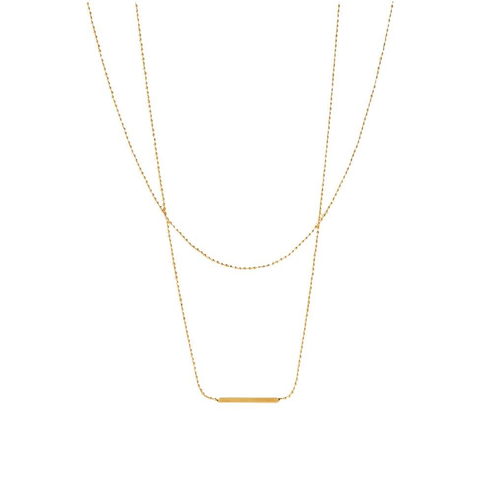 Double Layer T Bar Geometric Titanium Steel Necklace Fashion Minimalist Stick Pendant Ins Women Jewelry