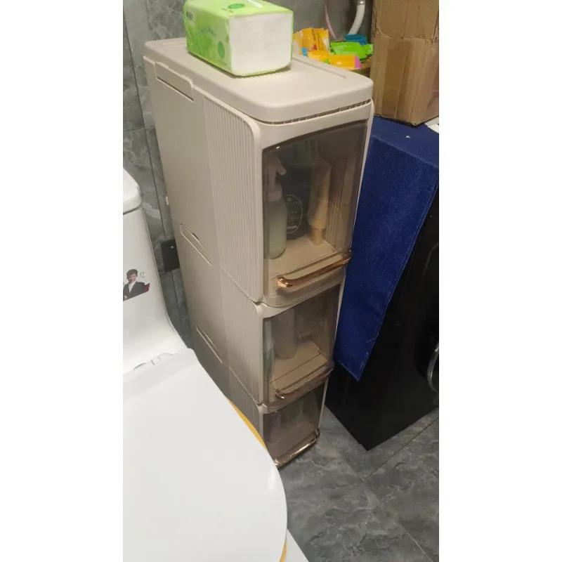 Mobile Foldable Bathroom Gap Cabinet - Waterproof Dustproof Storage Shelf Essential Kitchen Home Toilet Organizer Container