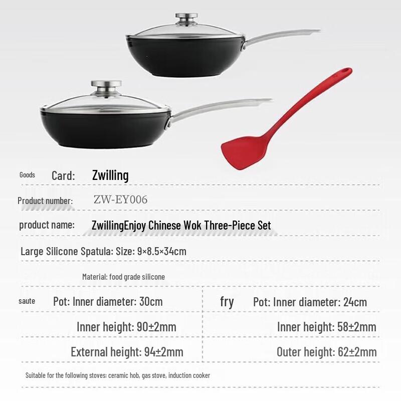 ZWILLING Enjoy Chinese Wok & Frying Pan 3-Piece Set