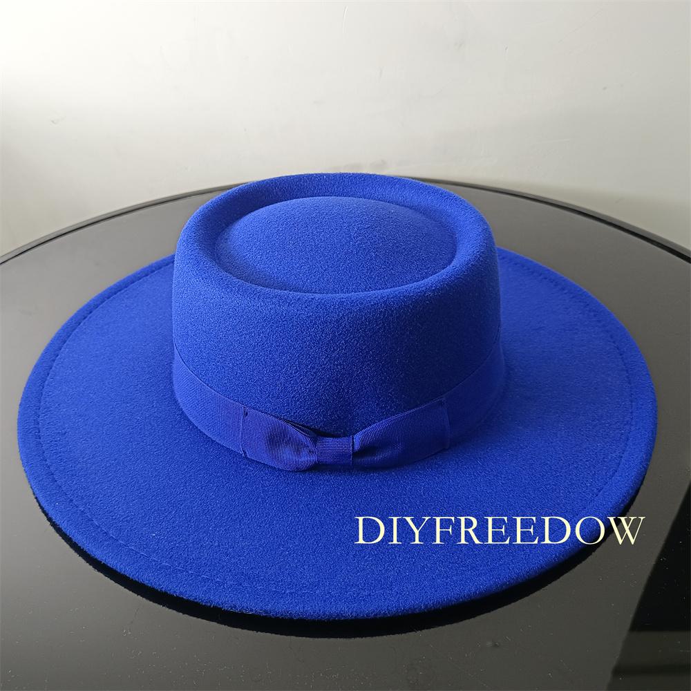 Fedora Hat for Women Men Flat Top Concave Design Autumn Winter Bow Tie Jazz Hat Colorful Unisex Fedora Wide Brim Hat Panama 2022