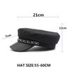 Pu Woolen Chain Flat Top Hat Season Male And Female Couples Student Hat Trendy Hat Navy Hat Beret