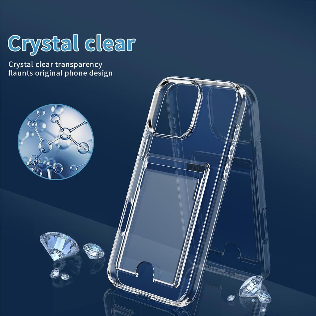 For iPhone 16 Pro Clear Case TPU+PC+Acrylic Cell Phone Case with Card Holder