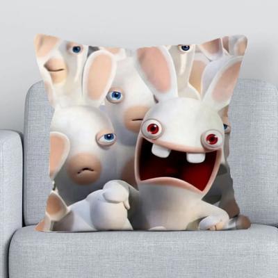Kissenhugs R-aving Rabbids Kissenbezug Kurzer Plüsch Duplexdruck Zierkissen für Wohnzimmer Stuhlkissenbezug