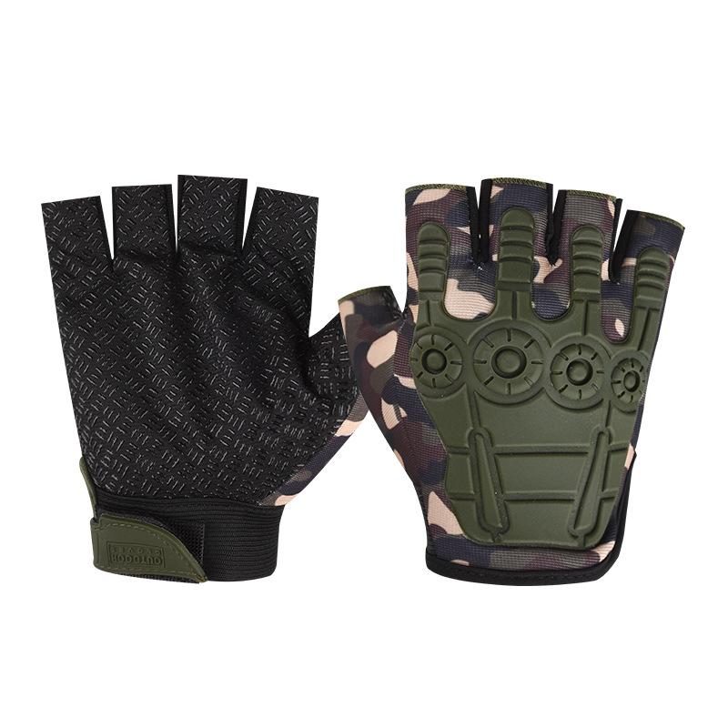 Tactical Half Finger Gloves Men's Outdoor Sports Cycling Training Anti Slip and Wear Resistant Protection Operations Military Fan Seal Special Forces