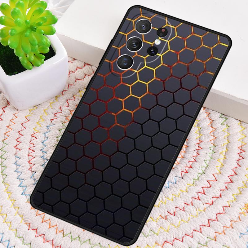 3D Hexagonal Lights soft Phone Case for Samsung Galaxy note 10 pro S26 Ultra S23 S24 FE S25 S21 S22 PLUS shockproof Cove