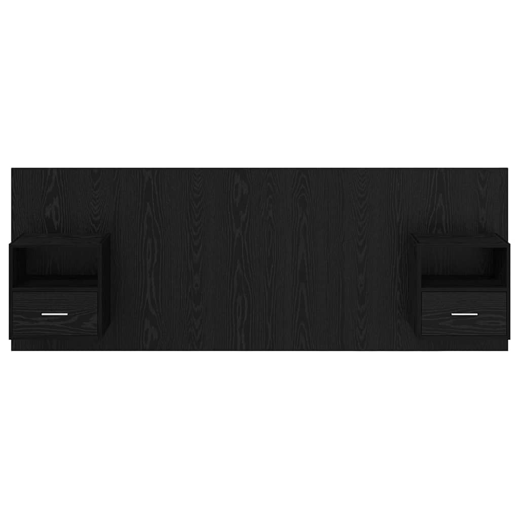 Headboard with Cabinets 3 Pcs Black Oak Effect Particleboard