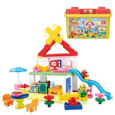 Bandai Blocklabo Block Lab Build a Bread Factory and a Big House! Anpanman Block Bucket, Ages 3 and Up