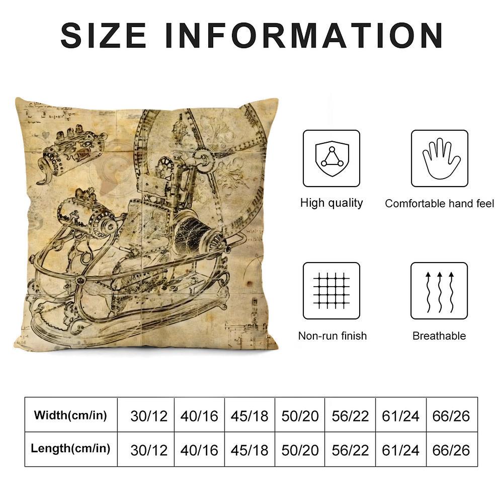 Retro Sketch Cushion Cover Silky Short Plush Double-Sided Printed Pillow Case For Sofa All Seasons Home Decor Gift