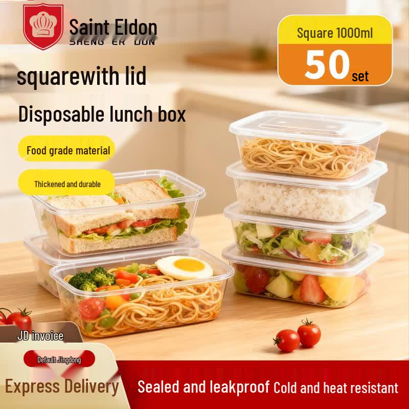 Saintdon Disposable Rectangular Clear Plastic Food Containers