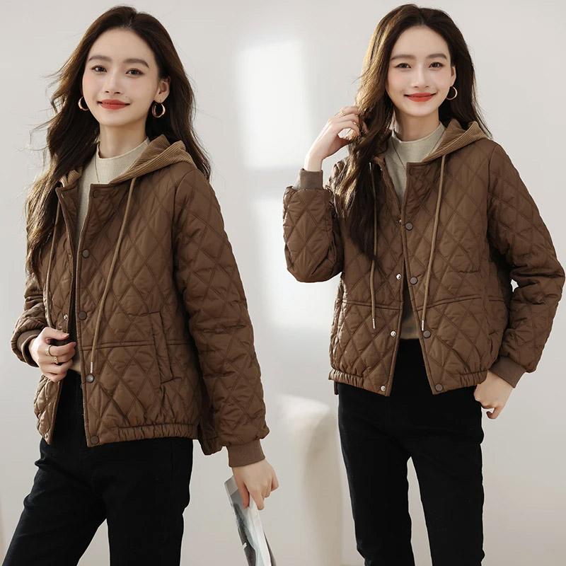 

Пальто женское зимнее утолщенное плюшевое двухслойное ветрозащитное оверсайз водонепроницаемое повседневное с капюшоном XXXL коричневый