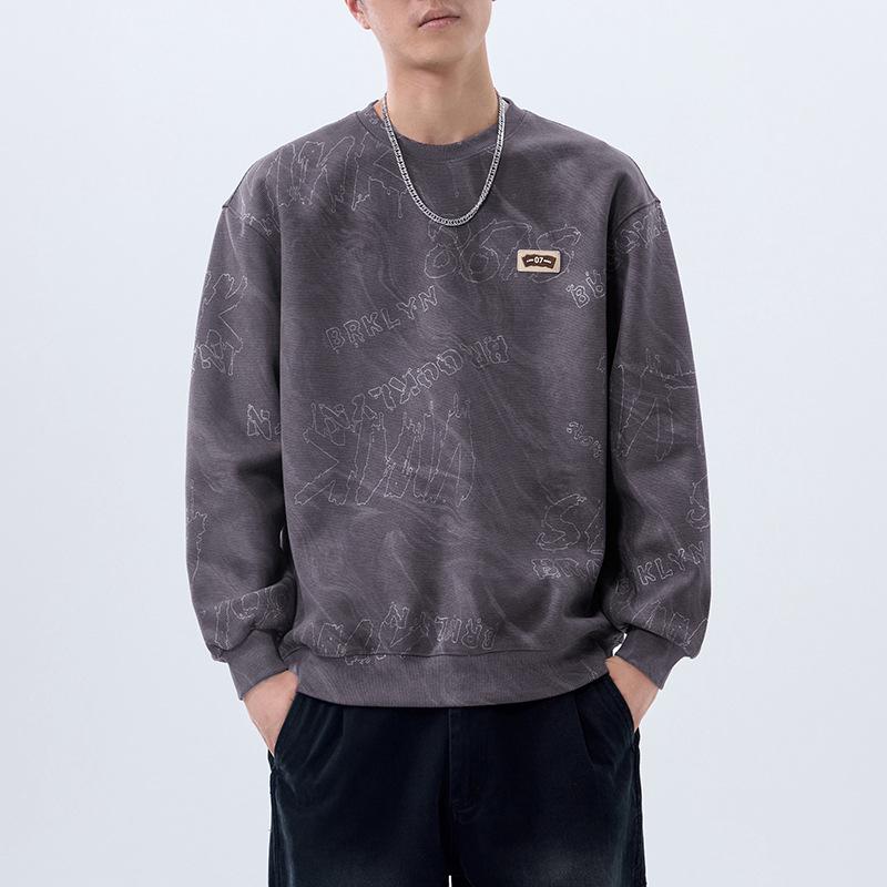 2024 Autumn Men’s Luxury Trendy Long Sleeve Round Neck Plus Size Hoodie