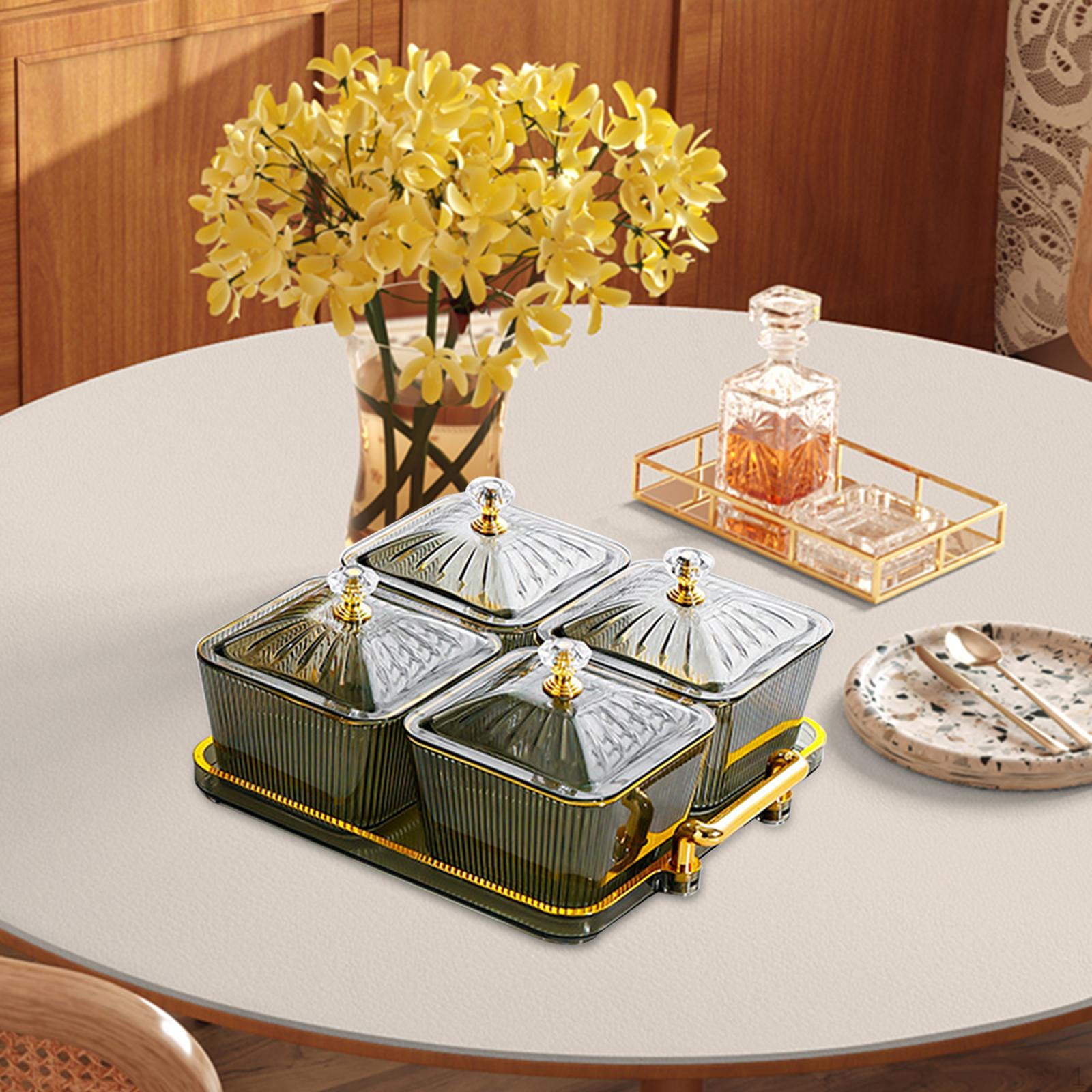 

Розділені сервірувальні миски Тарілки для сухофруктів Багатофункціональні 4 відділення Закуска для цукерок зелений