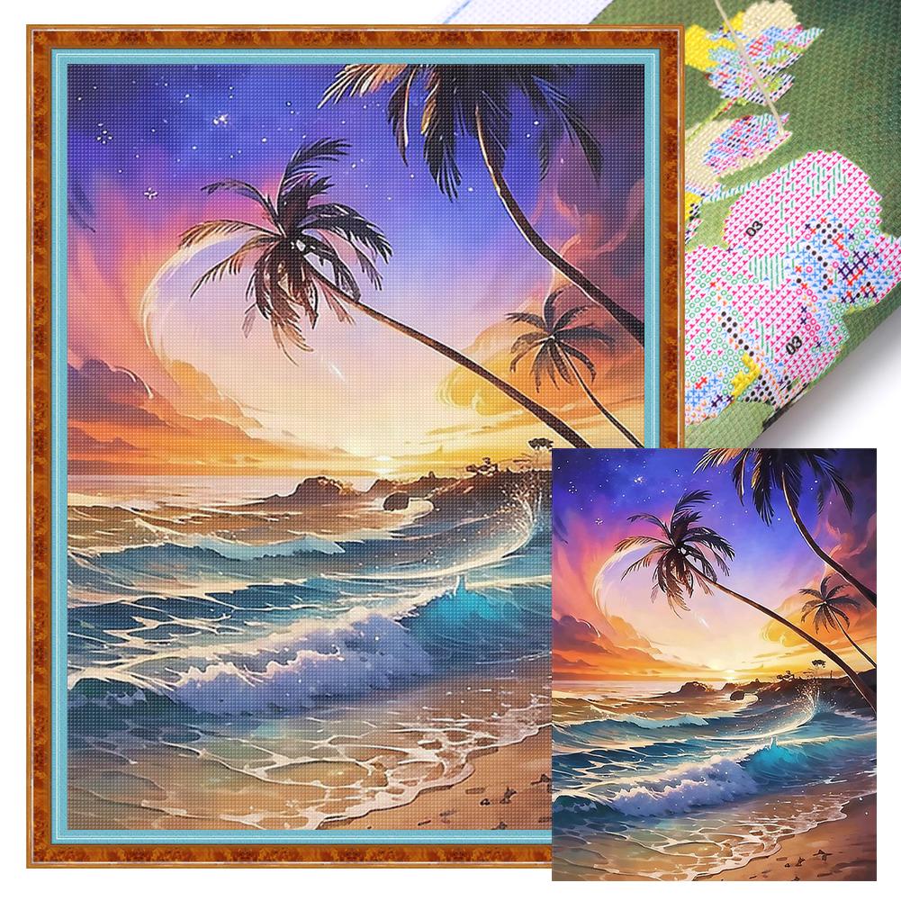 

Full Embroidery cotton Thread 11CT Printed Landscape Cross Stitch 40x50cm