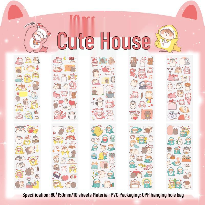 Pet Planet Cute Cartoon Children's Waterproof Notebook Stickers Set