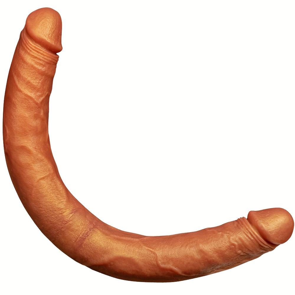 Double Head Realistic Male Masturbator, U-Shaped, Double Head, Liquid Silicone, Non-Electric, Without Battery, for Women