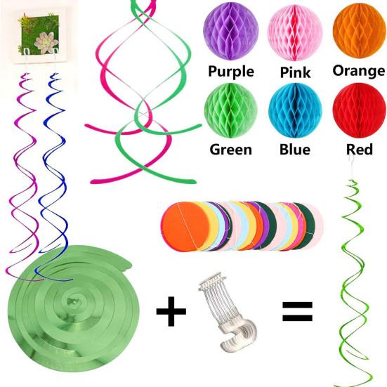 1 Set Happy Birthday Banner Rainbow Birthday Banner Circle Confetti Garland Swirl Streamers Honeycomb Ball Birthday Party Decoration