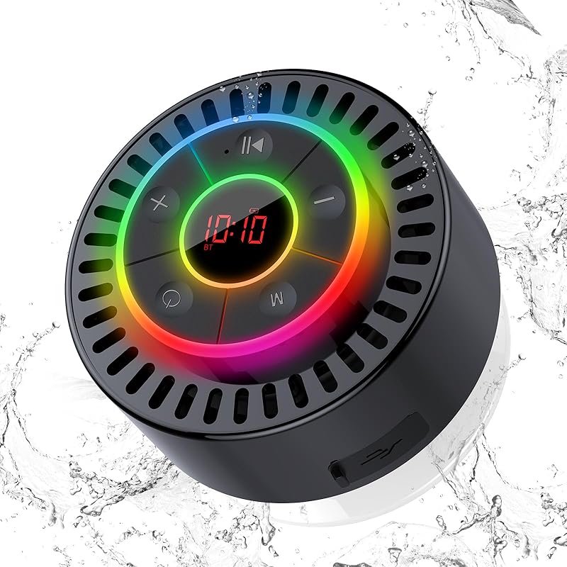 

Bluetooth Speaker, Shower Speaker IPX7 Waterproof, Speakers Bluetooth Wireless with Rich Bass, Portable Speaker with LED Light, Suction Cup,8H чёрный