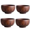 New Creative Bowl Spoon Tableware Set For Kitchen Item Utensils Wooden Auspicious Eight Treasure Pattern Dining Salad Home Dinne