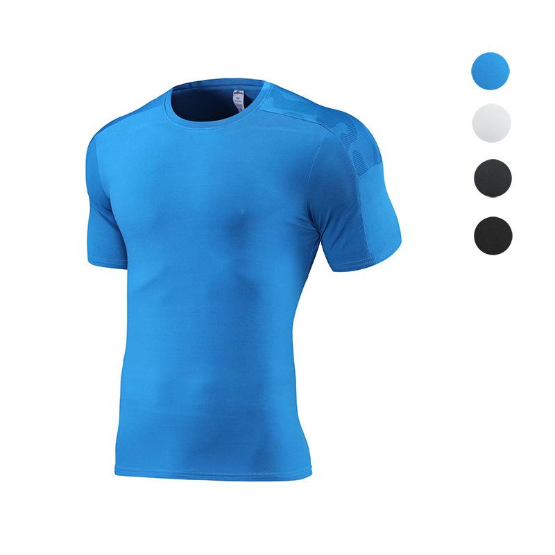 Herren Europäischer und Amerikanischer Stil Schnelltrocknendes Tarnmuster Patchwork Fitness-T-Shirt