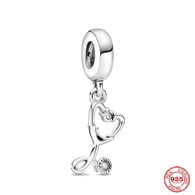 

Новый оригинальный серебряный цвет стетоскоп сердце подвеска сделай сам бусина шарм подходит европейский модный браслет браслеты сделай сам ювелирные изделия P015