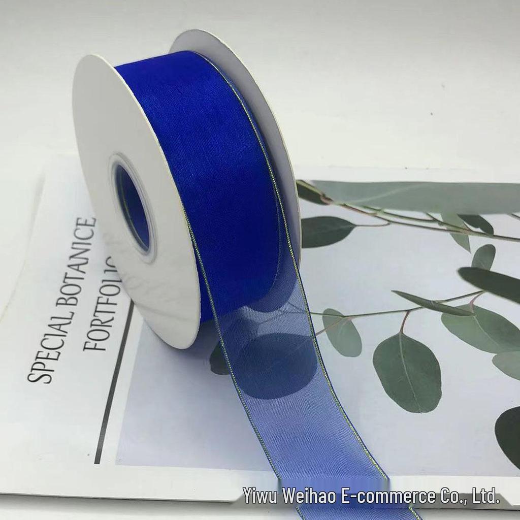 4cm Double Gold-Edged Silk Satin Gauze Ribbon for Gifts, Fresh Flowers, Baking, and Hair Accessories