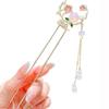 1pc Elegant Peach Blossom Tassel Hairpin Vintage Chinese Style Hair Stick for Women Alloy Floral Hairstyling Hairstyle Accessory