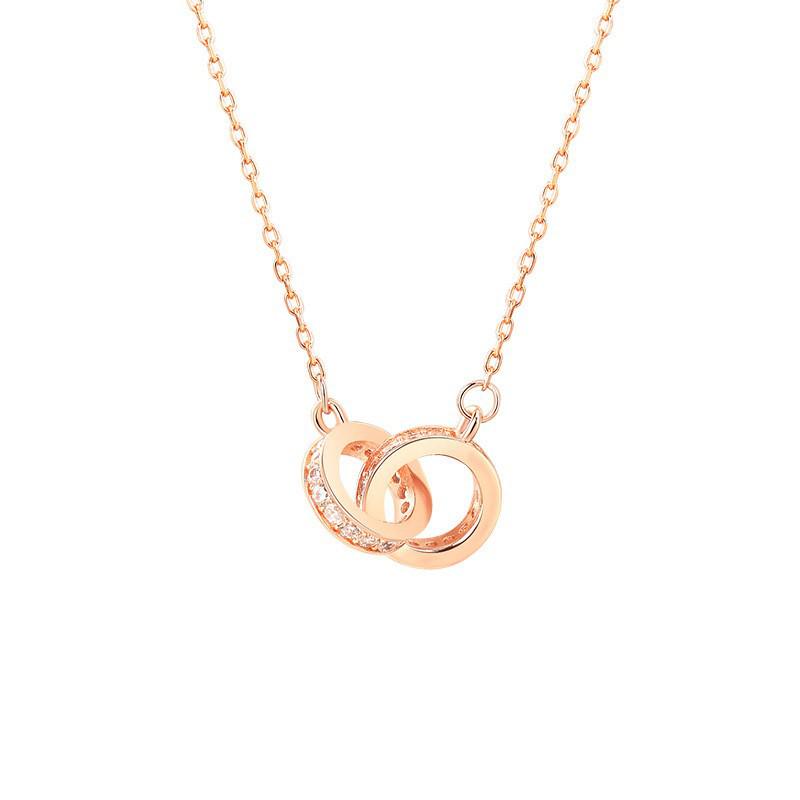 2024 Double Ring S925 Sterling Silver Couple Necklace - Luxury Clavicle Chain Design 925 Sterling Silver