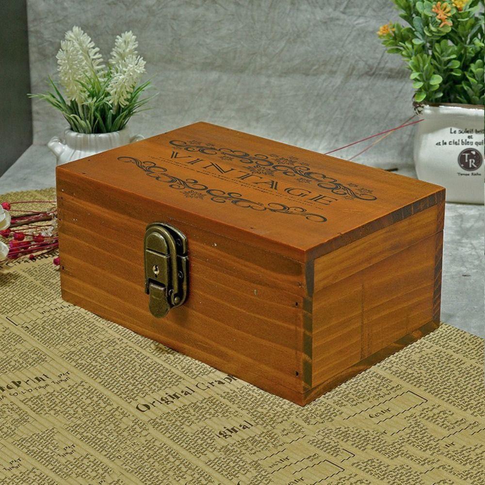 With Lock Jewelry Box Wooden Cosmetics Box Miscellaneous Organizer Storage Box  Travel