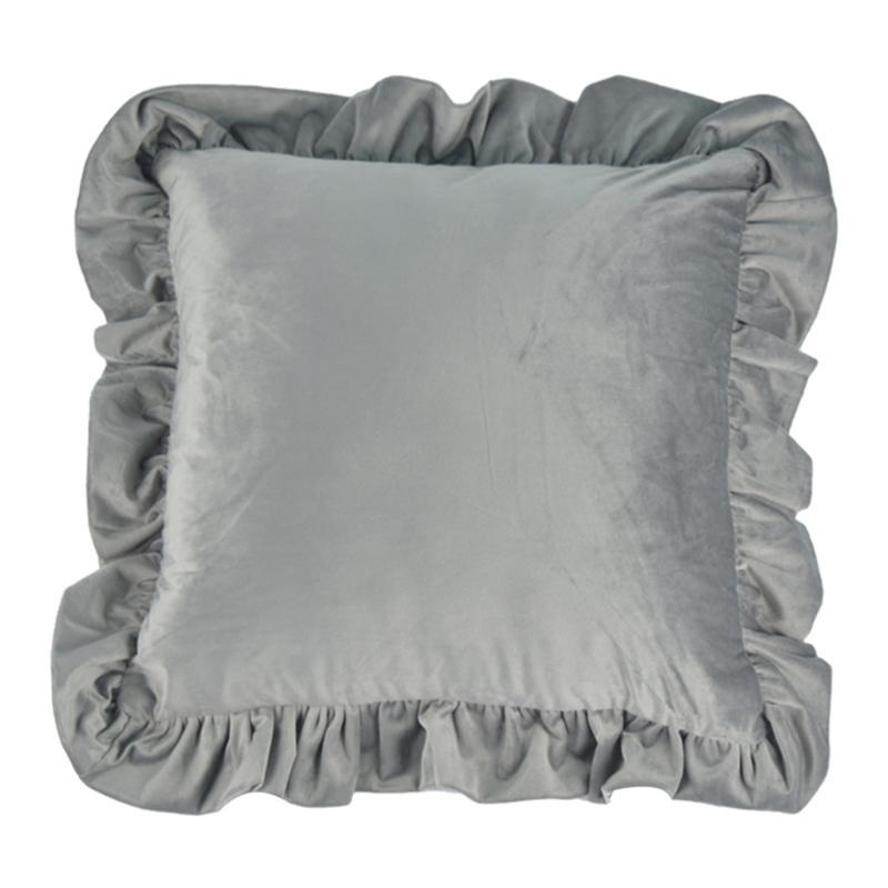 17.7In/19.7in Pillowcase Square Ruffled Pillow Sham Velvet Wrinkle Resistant Zippered Sofa Bedroom Decoration
