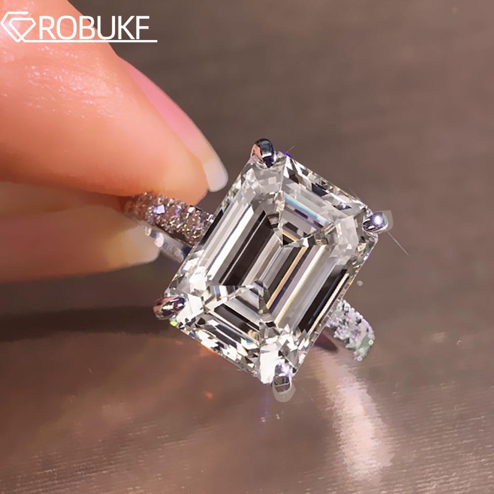 Emerald/Radiant Cut Real Full Moissanite Ring for Women 8*10mm D Color Diamond CopperWedding Band with Certificate