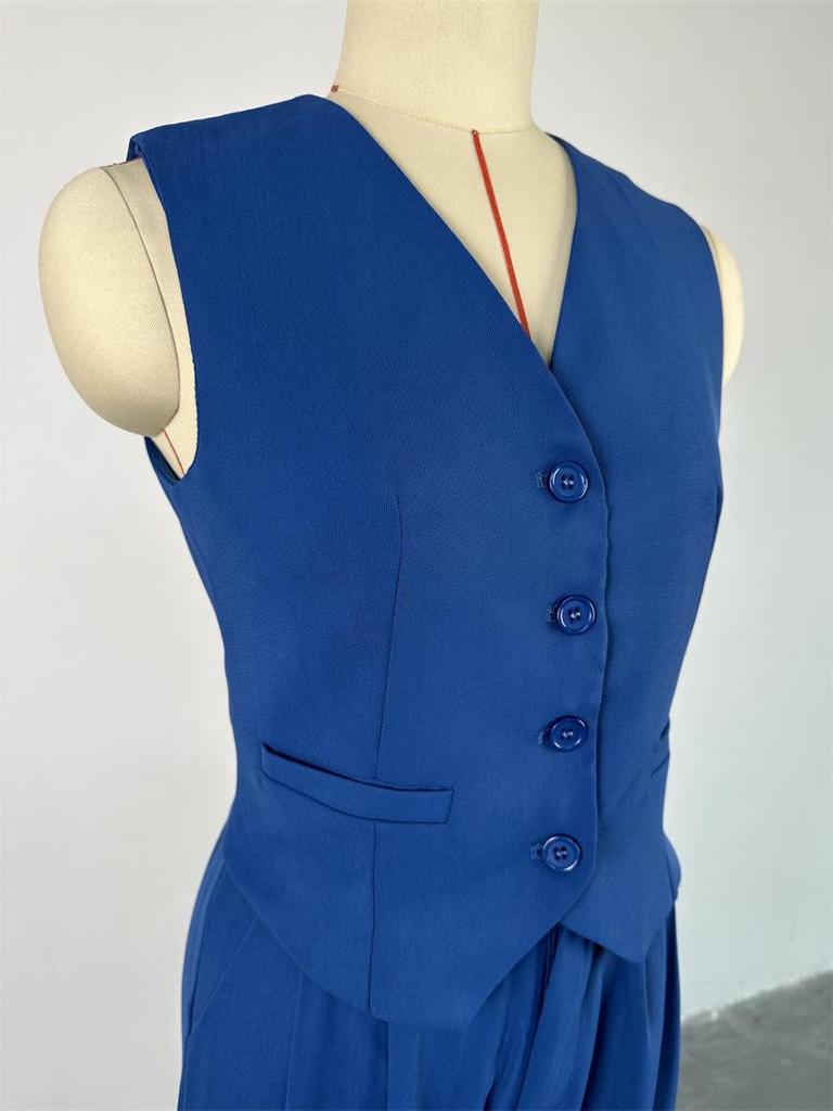 Conjunto de Moda de Verano 2025 para Mujer: Chaleco sin Mangas de Cuello en V y Pantalones de Pierna Ancha