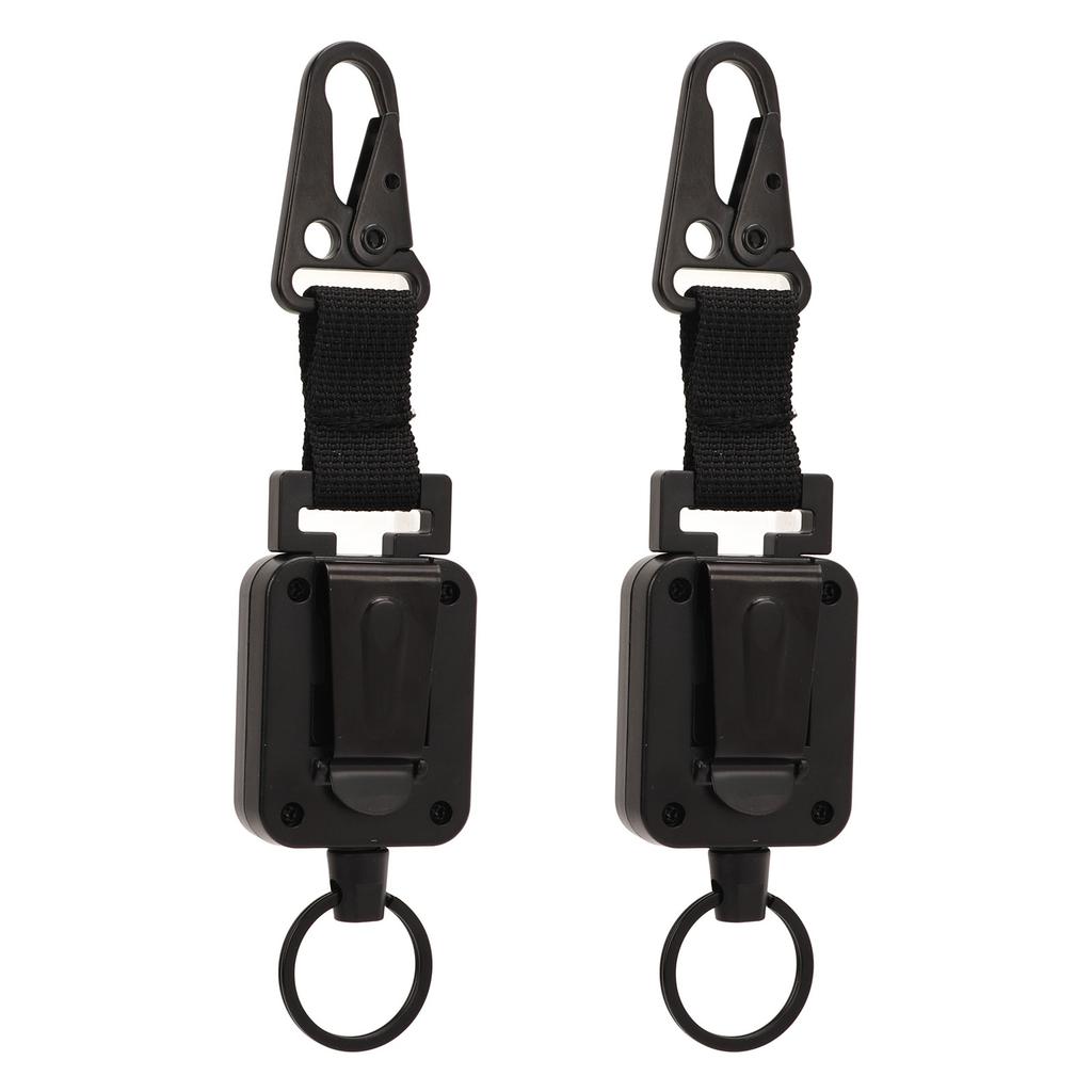 2 PCS Easy Pull Buckle Keychain Olecranon Buckle Stretchable Quick Release Buckle Key Ring for Bag Pants Black