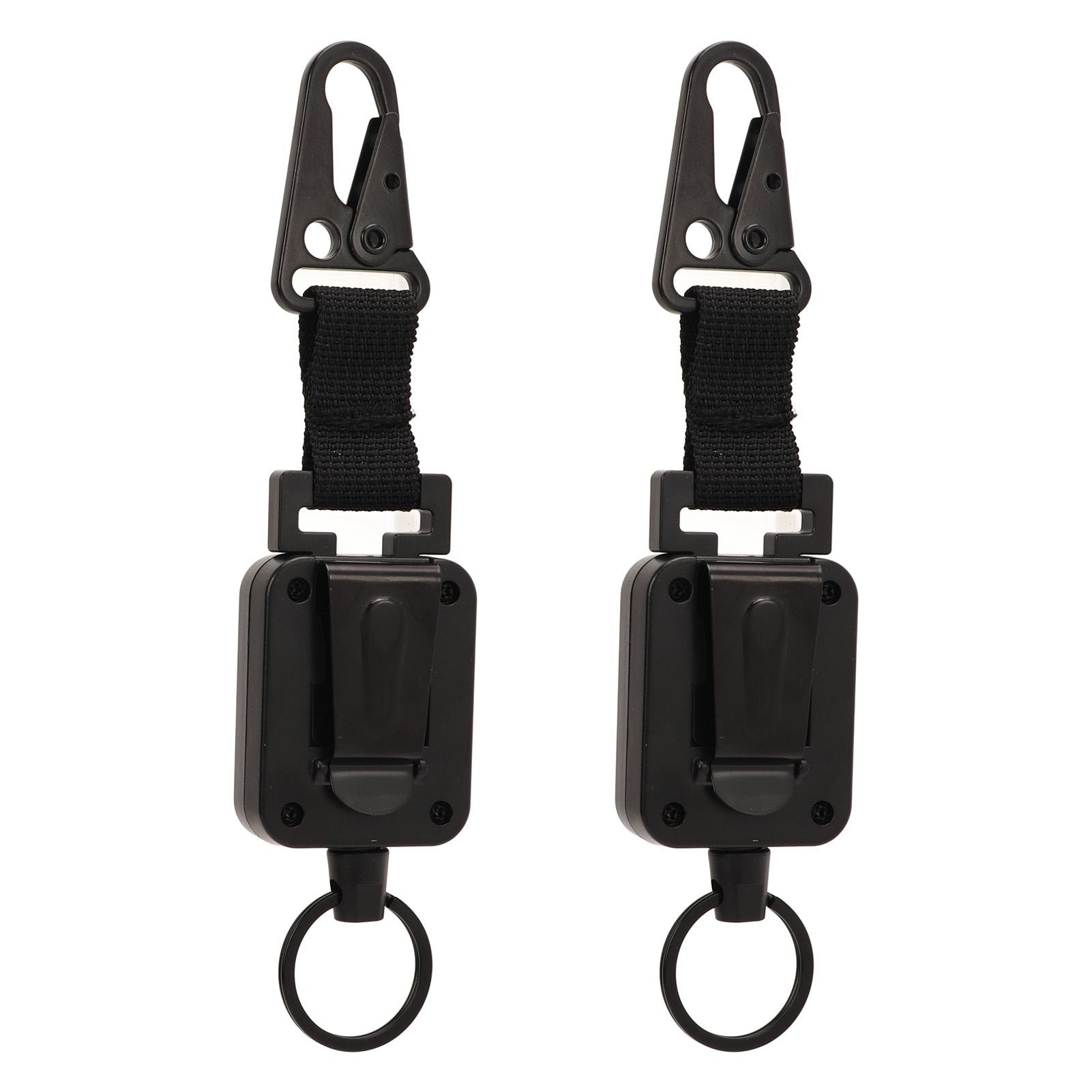 

2 PCS Easy Pull Buckle Keychain Olecranon Buckle Stretchable Quick Release Buckle Key Ring for Bag Pants Black чёрный