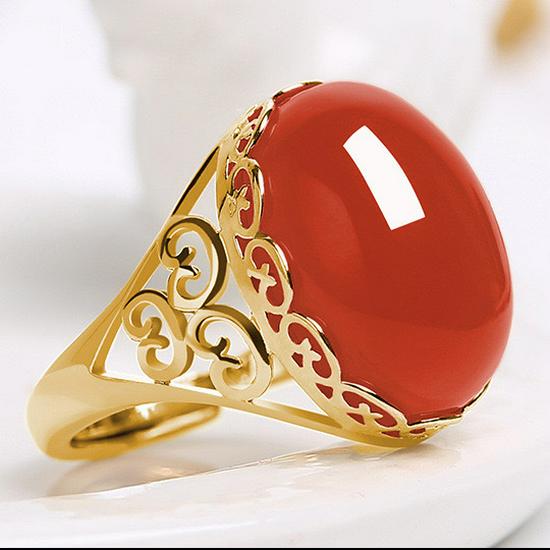 

Открытое кольцо в этническом стиле от Wei Ya с медью, зеленым халцедоном и агатом красного и зеленого цветов Adjustable