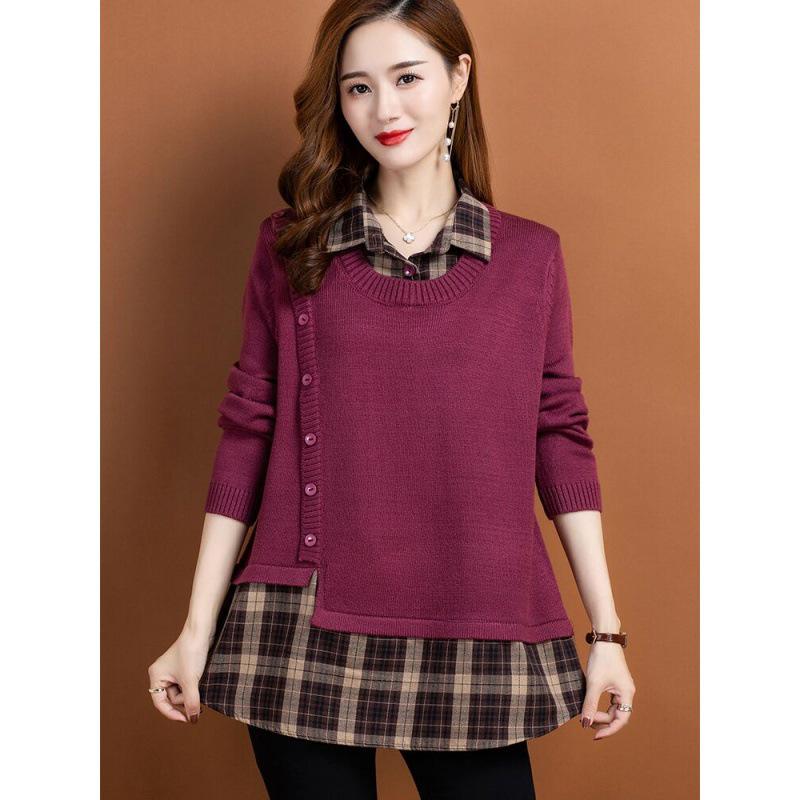 

Женский вязаный свитер с имитацией воротника из двух частей - коллекция осень/зима 2025 г.