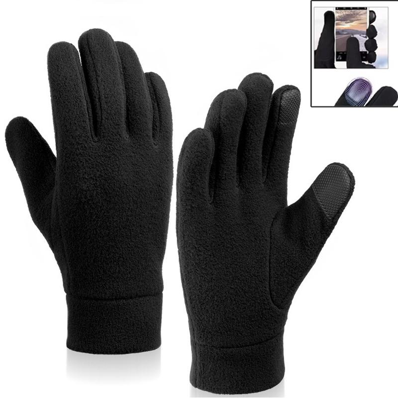 Guantes Cálidos de Invierno Polar Fleece Clima Frío Equitación Guantes de Esquí Pantalla Táctil Mujer Y Hombre Guantes Térmicos para Correr Senderismo