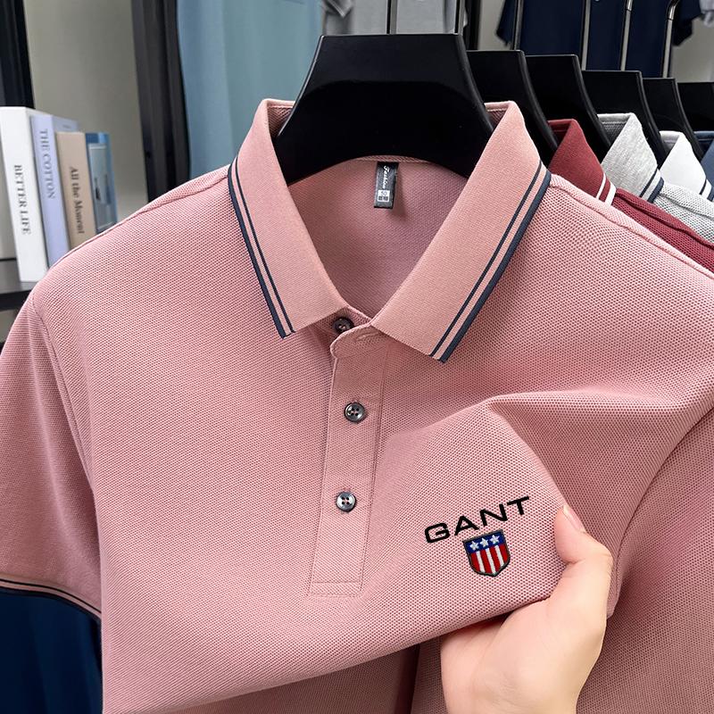 Gant Letní pánská nová vyšívaná volná business casual pohodlná polokošile odvádějící vlhkost z čisté bavlny