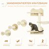 4 Piece Cat Shelf with Scratching Post, Wall-Mounted Cat Tree for Indoor Cat - Beige