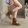 Fashion Women Platform Sandals Trend Roman Wedge Sandals Lady Cutout Booties Straw Stud Zipper Tassel Open Toe Cool Boots Sandalias Muje