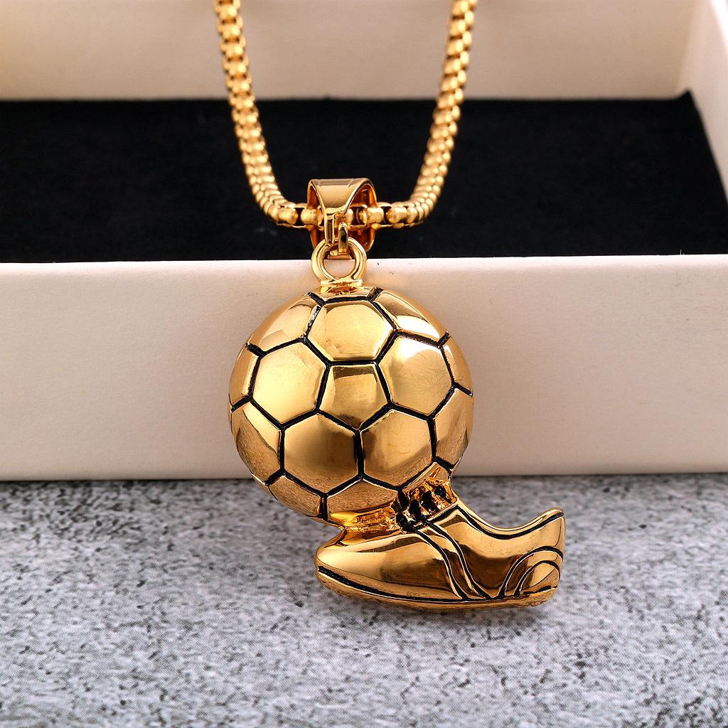Men's Retro Stainless Steel World Cup Football Pendant Necklace