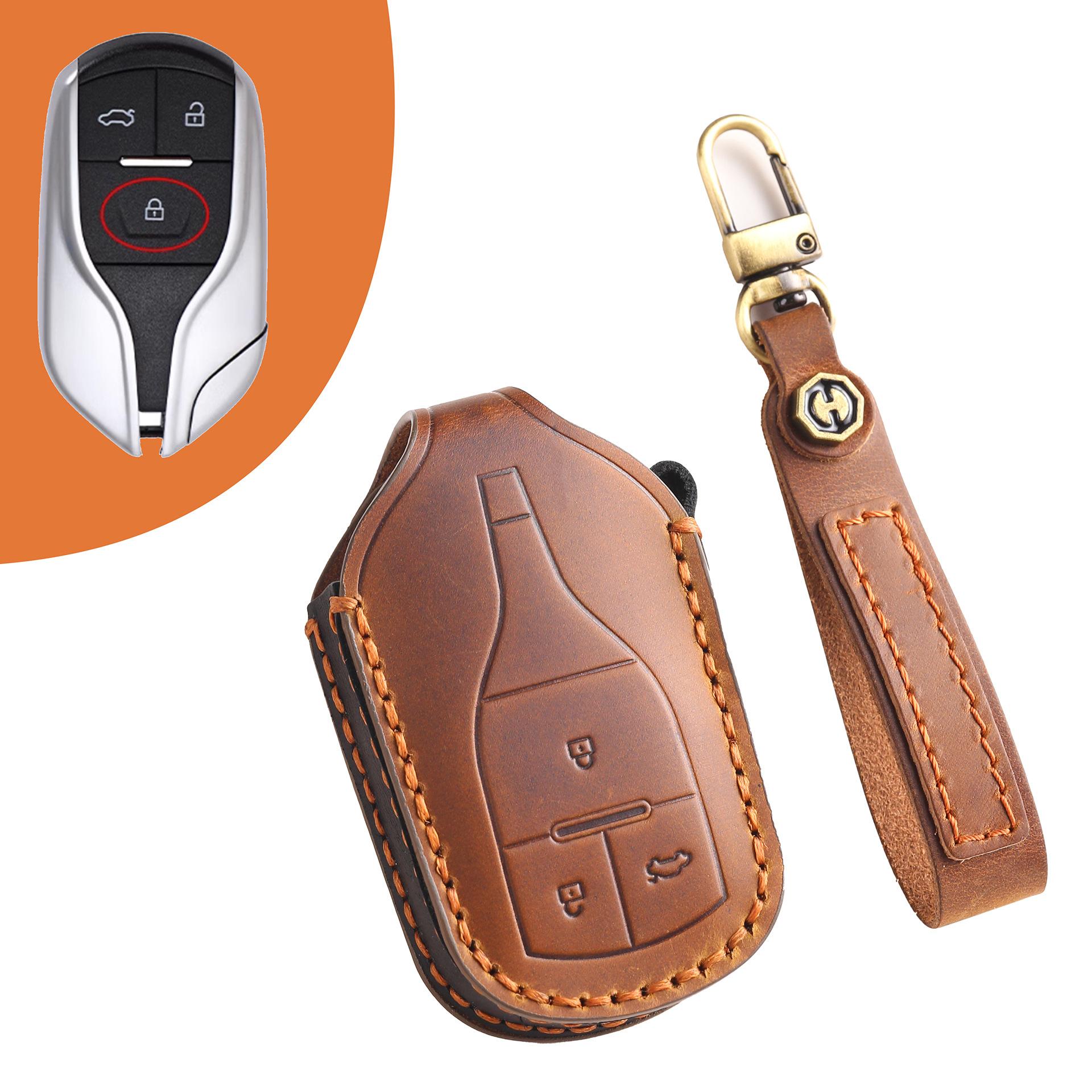 

Suitable for Hanteng x7 car leather key cover Hanteng x7s Hanteng x5max remote control high-end car key bag коричневый