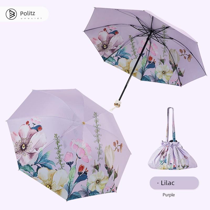 Baolizi Purple Sun Protection Umbrella Double-Layer Vinyl Rain Or Shine Dual-Use Women Manual Folding Umbrella 50% off Portable Umbrella